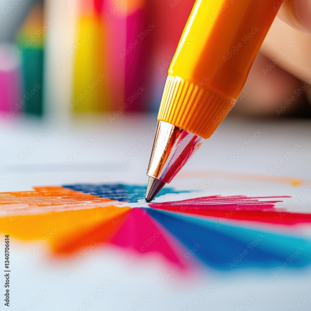 Aufkleber vibrant design trends color wheel precision with macro pen detailing - creative analytics and visual
