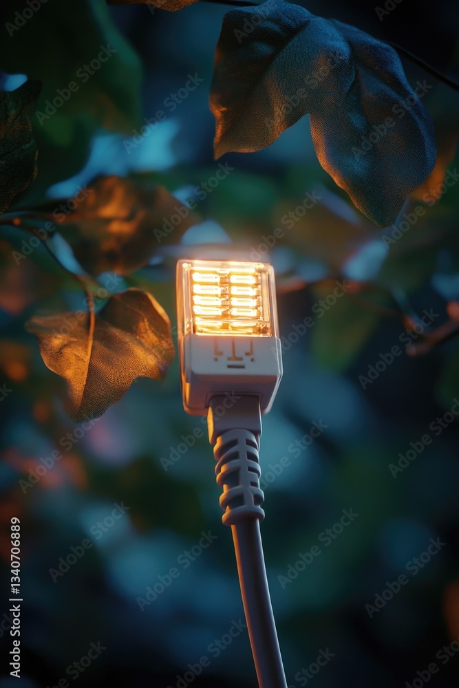 Poster close-up view of a light on a power cord