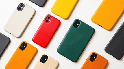 Vibrant Tech Accessories Showcase Modern Smartphone Cases in Bold Color Palette - Personalization Trends for Digital Lifestyle Branding and Creative Expression