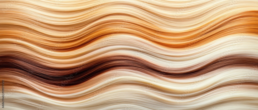 Poster fluid caramel waves next-gen hair color visualization - transformative digital art exploring texture