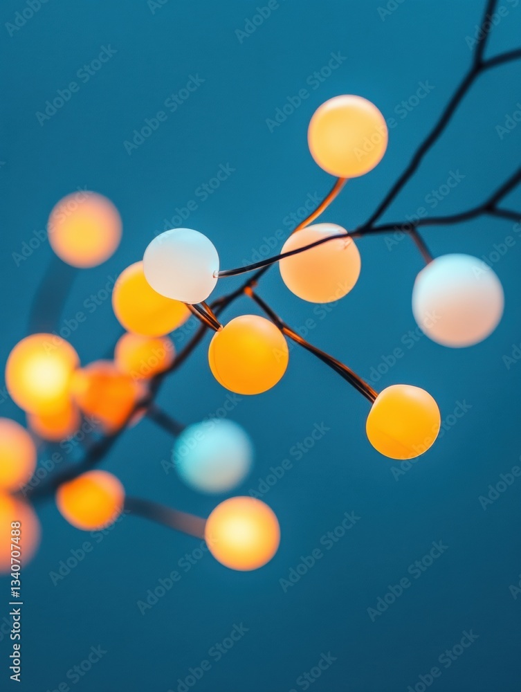 Aufkleber Luminous Molecular Network Soft Geometric Spheres in Dynamic Azure Gradient - Innovative Design Visualization for Tech Branding and Creative Conceptual Communication
