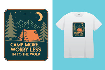 Camping t shirt design vector file. Mountain camping t shirt. Gift t-shirt for men.