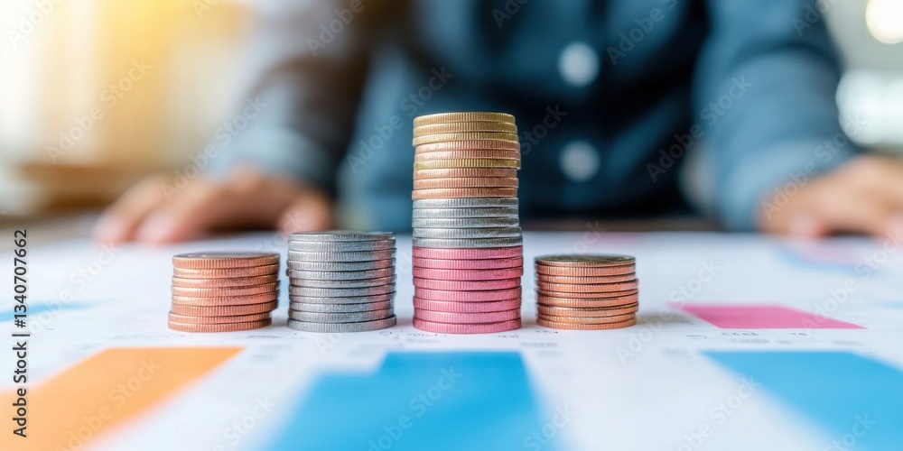 Poster Fintech Growth Visualization Data-Driven Wealth Optimization with Progressive Coin Stacking - Innovative Financial Strategy for Digital Investment Planning