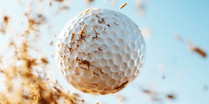 Dynamic Sports Tech Visualization Precision Golf Ball in Micro-Motion with Biomimetic Data Interaction - Performance Analytics and Athletic Optimization Breakthrough - Powered by Adobe
