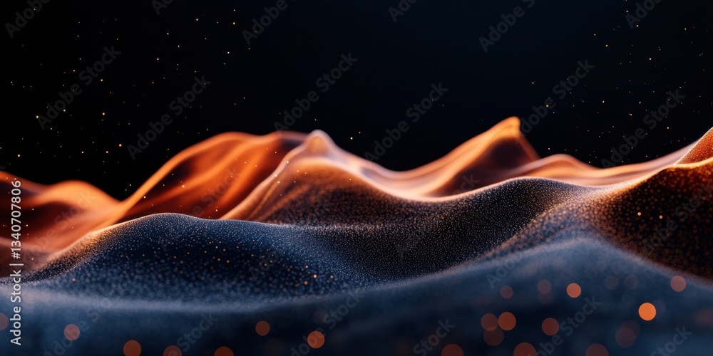 Poster Fluid Dynamic Cybernetic Visualization Immersive AI-Driven Data Wave with Organic Flame Textures - Next-Generation Digital Transformation Aesthetic