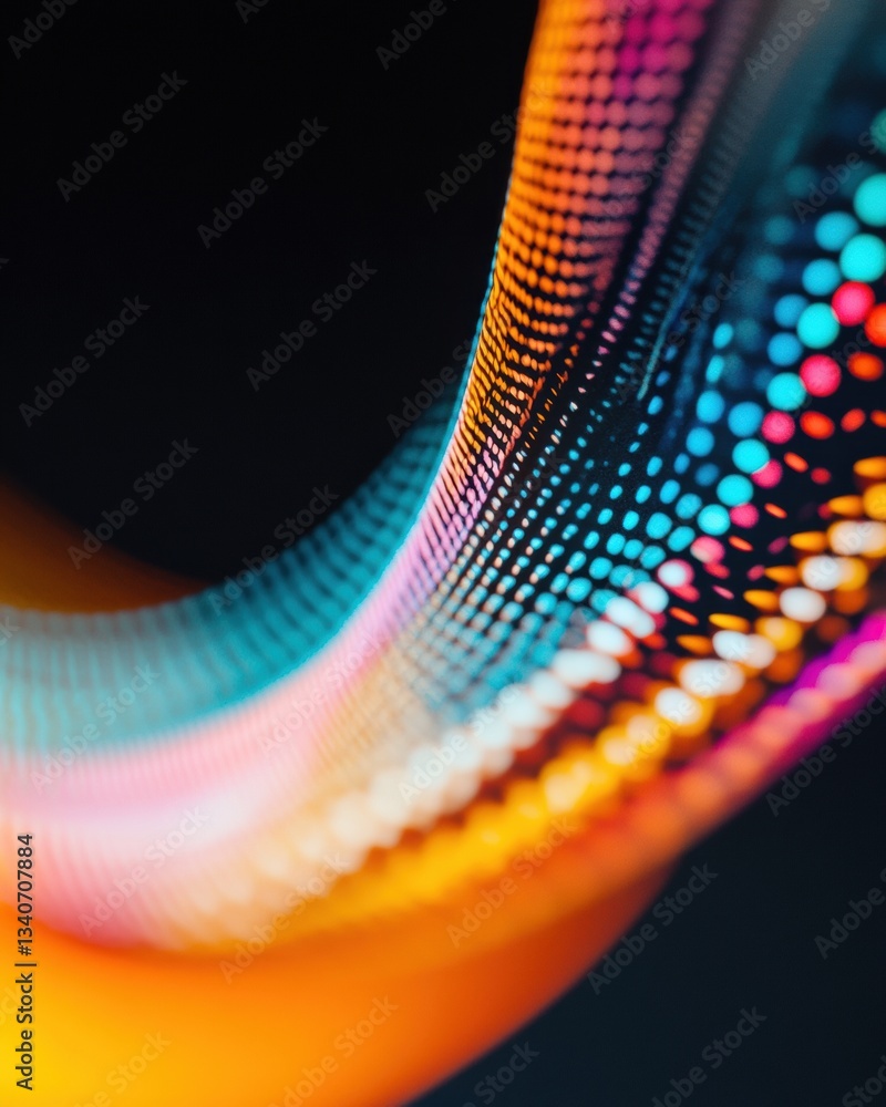 Poster Digital Wave Dynamics Iridescent Gradient Mesh Visualization Revealing Emerging Tech Aesthetics in Vibrant Computational Design