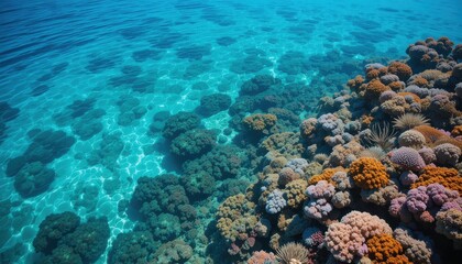 Vibrant coral reef exploration in crystal clear waters underwater photography tropical ocean environment aerial view marine biodiversity