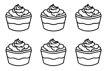 Tiramisu line art dessert outline perfect for menus.eps