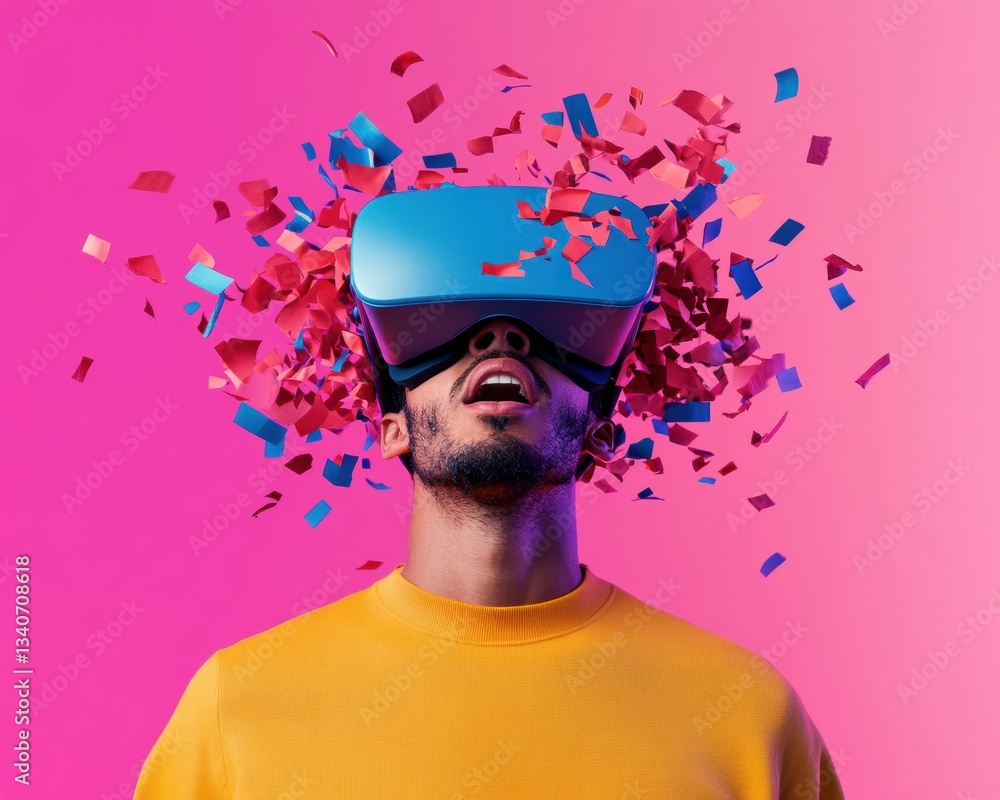 Poster immersive digital transformation gen z entrepreneur experiencing cutting-edge virtual reality in vib