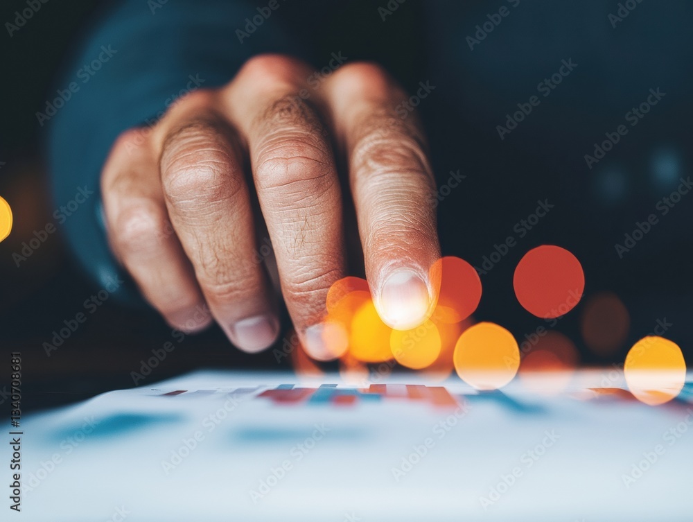 Poster minimalist financial analytics immersive data visualization with blurred bokeh - gen z business inte