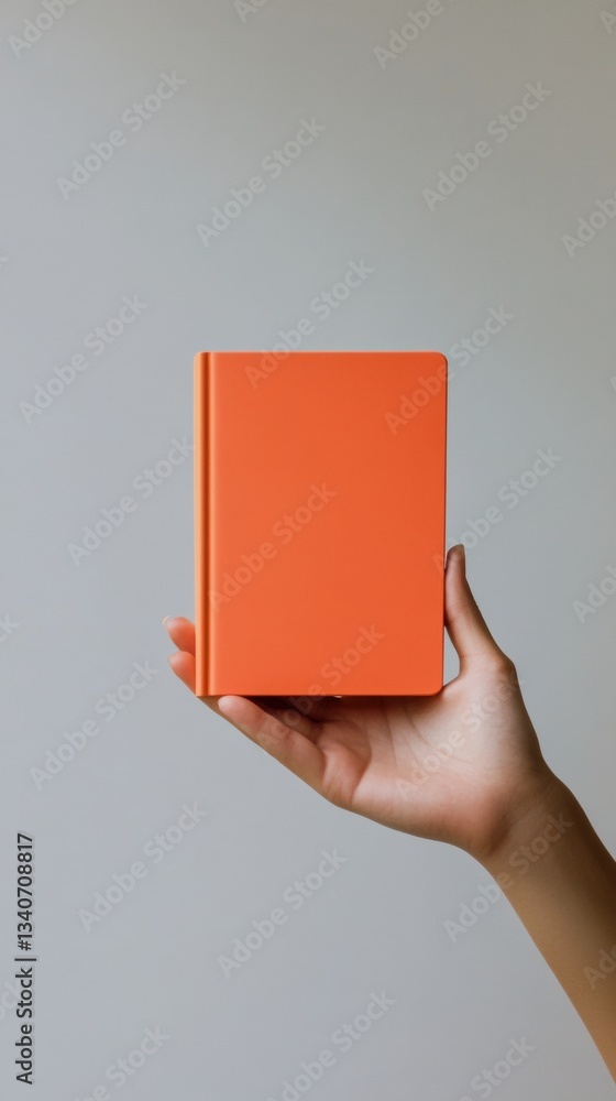 Aufkleber Minimalist Tech-Forward Feedback Showcase GenZ Orange Tablet Presentation in Soft Neutral Workspace - Innovative Digital Communication Mockup