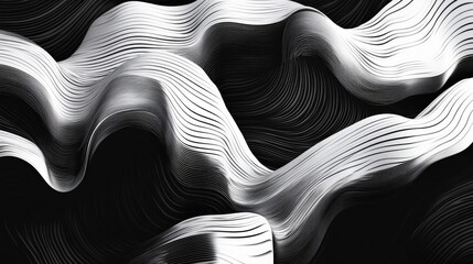 Naklejka premium Abstract Black And White Wavy Texture Background