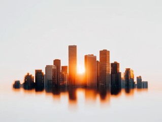 Obraz premium Future-Forward Urban Connectivity Golden Hour Smart City Silhouettes Revealing Innovative Digital Infrastructure Design and Technological Urban Evolution