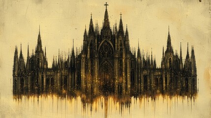 Obraz premium Glimmering Gothic Cathedral: A Digital Masterpiece