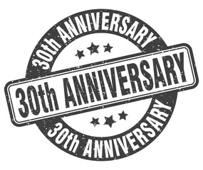 30th anniversary stamp. 30th anniversary label. round grunge sign
