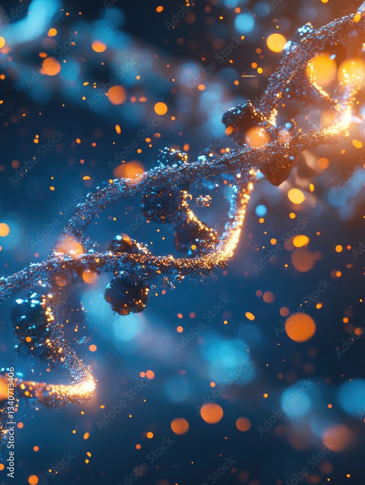 Poster a microscopic view of a double helix dna structure, highlighting its molecular architecture