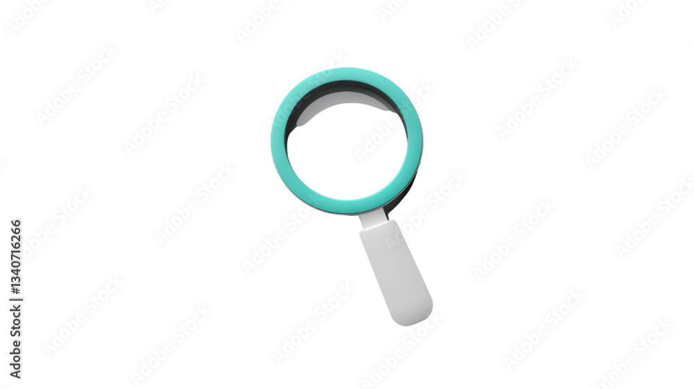 Poster 3d magnifying glass searching with transparent background