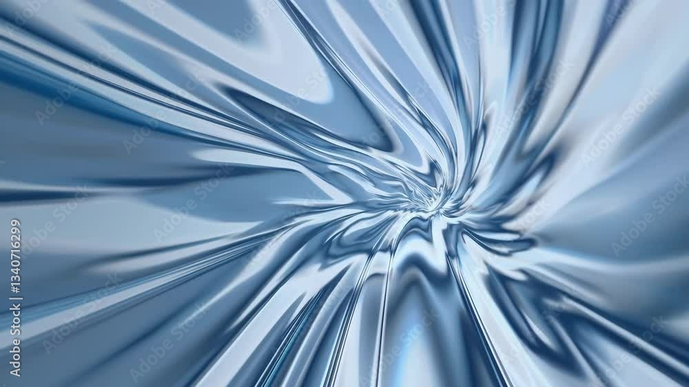 Poster Abstract blue swirling pattern with metallic shine, fluid dynamics concept