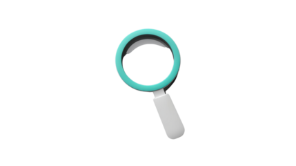 3d magnifying glass searching with transparent background