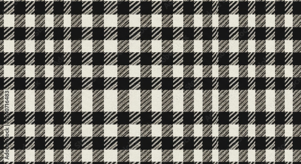Poster monochrome gingham pattern: classic black and cream gingham pattern creating a sense of simplicity a