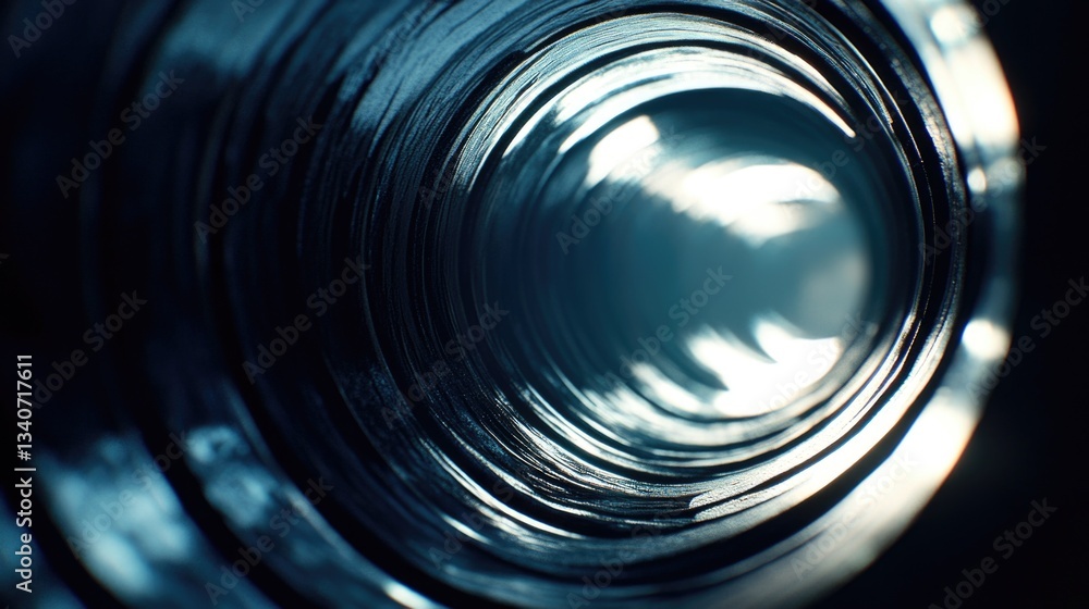 Poster a close-up view of a camera lens with intricate details and textures