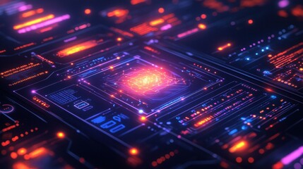 Obraz premium Abstract Representation of Machine Learning and Deep Learning Concepts in Tech