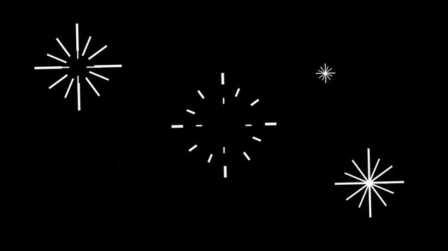 Abstract fireworks with purple light effect of small dot shape gathered. Video animated background.