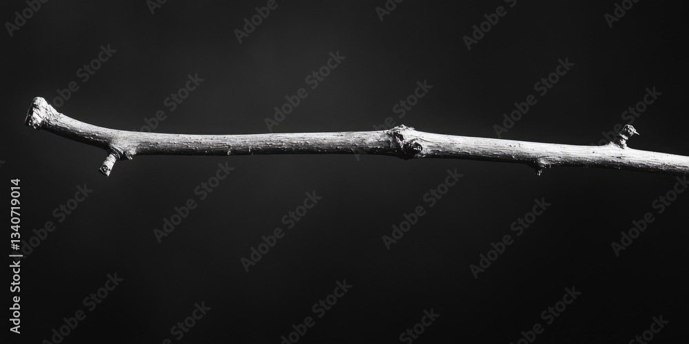 Poster a simple black and white image of a twig on a branch