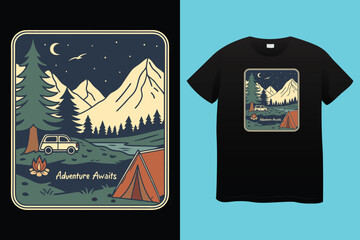 Hiking t shirt design Hiking tshirt design Vector Hiking retro vintage t shirt design