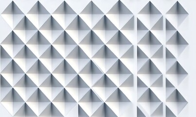 Fototapeta premium Geometric Elegance: A visually striking abstract white pattern composed of repeating diamond shapes. The interplay of light and shadow creates a sense of depth and dynamic texture