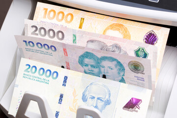 Argentine peso in the counting machine