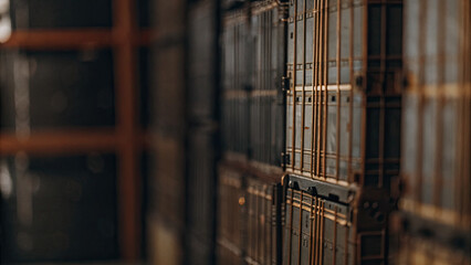 Close-up of a stack of international shipping containers symbolizing global trade and tariffs, representing logistics, import export, and worldwide commerce concepts.