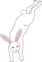 White rabbit illustration. Easter bunny character cartoon. Jumping hare design.