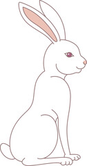 Sitting white rabbit illustration. Easter bunny character cartoon.