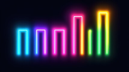 Fototapeta premium Neon Rainbow Chart Growth Dark Background