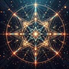 Geometric Star Point Pattern with Neon Lights A star point patte