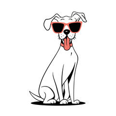 Charming cartoon dog wearing stylish sunglasses and sitting happily