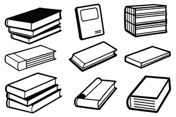 Textbooks line art hand drawn graphics for academic content.eps