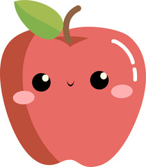 Cute kawaii apple fruit characters with faces vector hand drawn illustration 