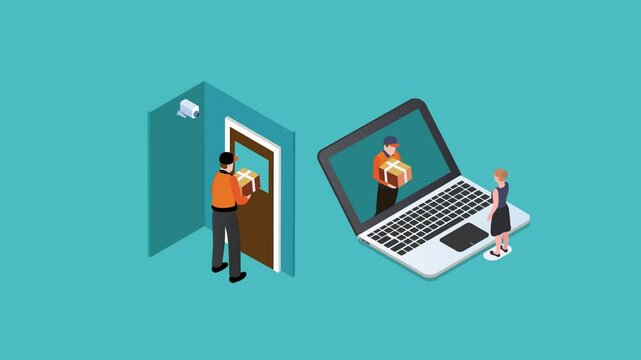 Online Shopping and Delivery 3d animation cartoon