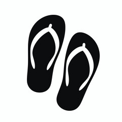  very simple flat and minimalist Flip Flops silhouette in black on a white background