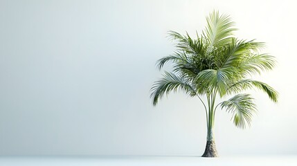 Obraz premium A single palm tree stands against a minimal light background