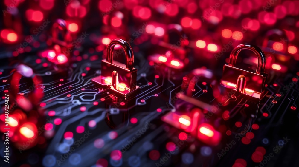 Poster protecting data through advanced firewall technology and safeguards against malware breaches