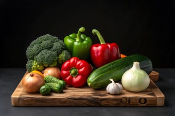 Fresh Organic Vegetables on a Wooden Cutting Board