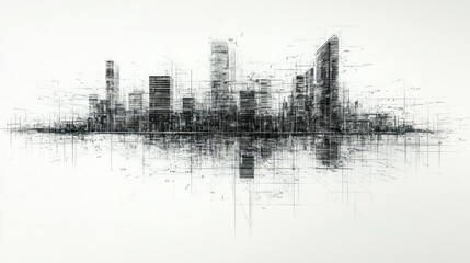Fototapeta premium An artistic rendering of a city skyline at dusk