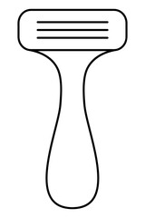 Razor. Three blades for a close shave. Sketch. Vector illustration. Outline on an isolated white background. Doodle style. Accessory for shaving unwanted hair. Coloring book for kids. 