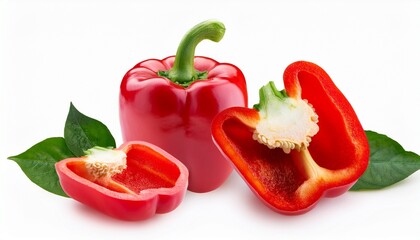pepper isolated red bell pepper and half a pepper on a transparent background
