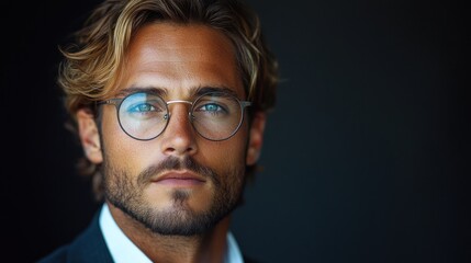 Portrait of a Handsome Man with Glasses