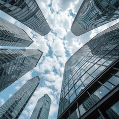 high rise office buildings view from below
