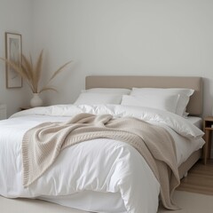  Sunlit Hotel Room with a Queen Size Bed and White Bedding